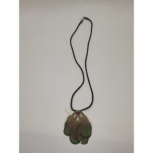 Vintage Feather Pendant with Cord